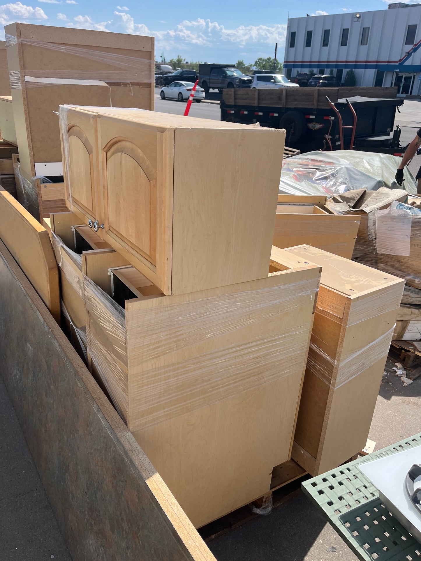 27ft Kitchen Cabinet Set, Natural Wood Finish