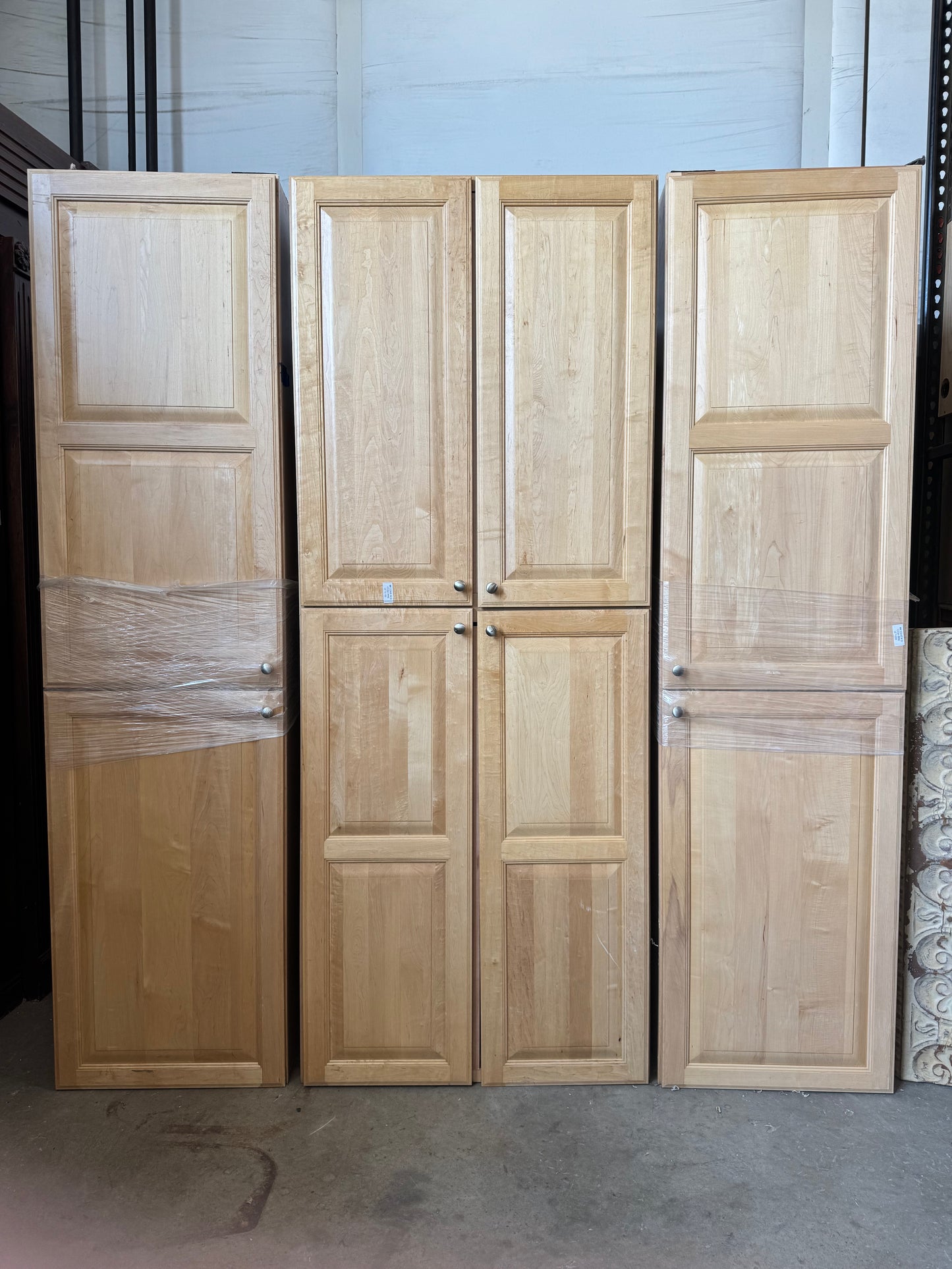 Reclaimed Tall Pantry Cabinet Set, Natural Wood Finish