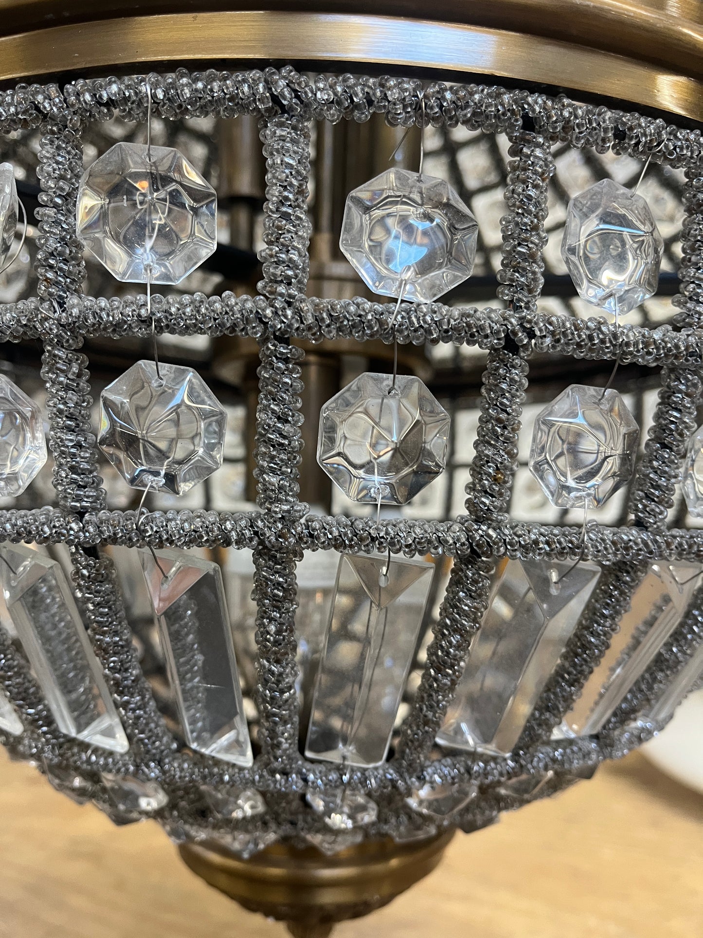 Crystal Beaded Marrakech Chandelier, Gold Finish