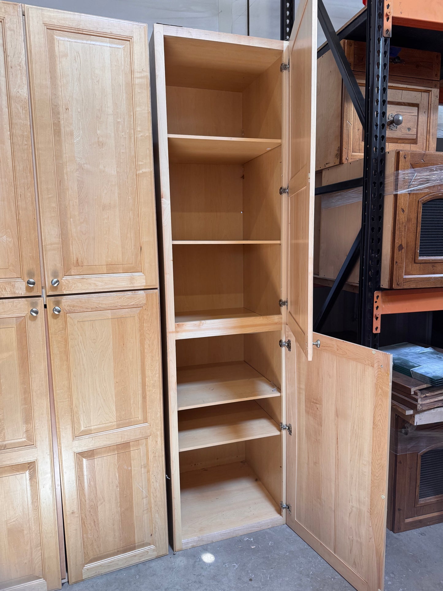 Reclaimed Tall Pantry Cabinet Set, Natural Wood Finish