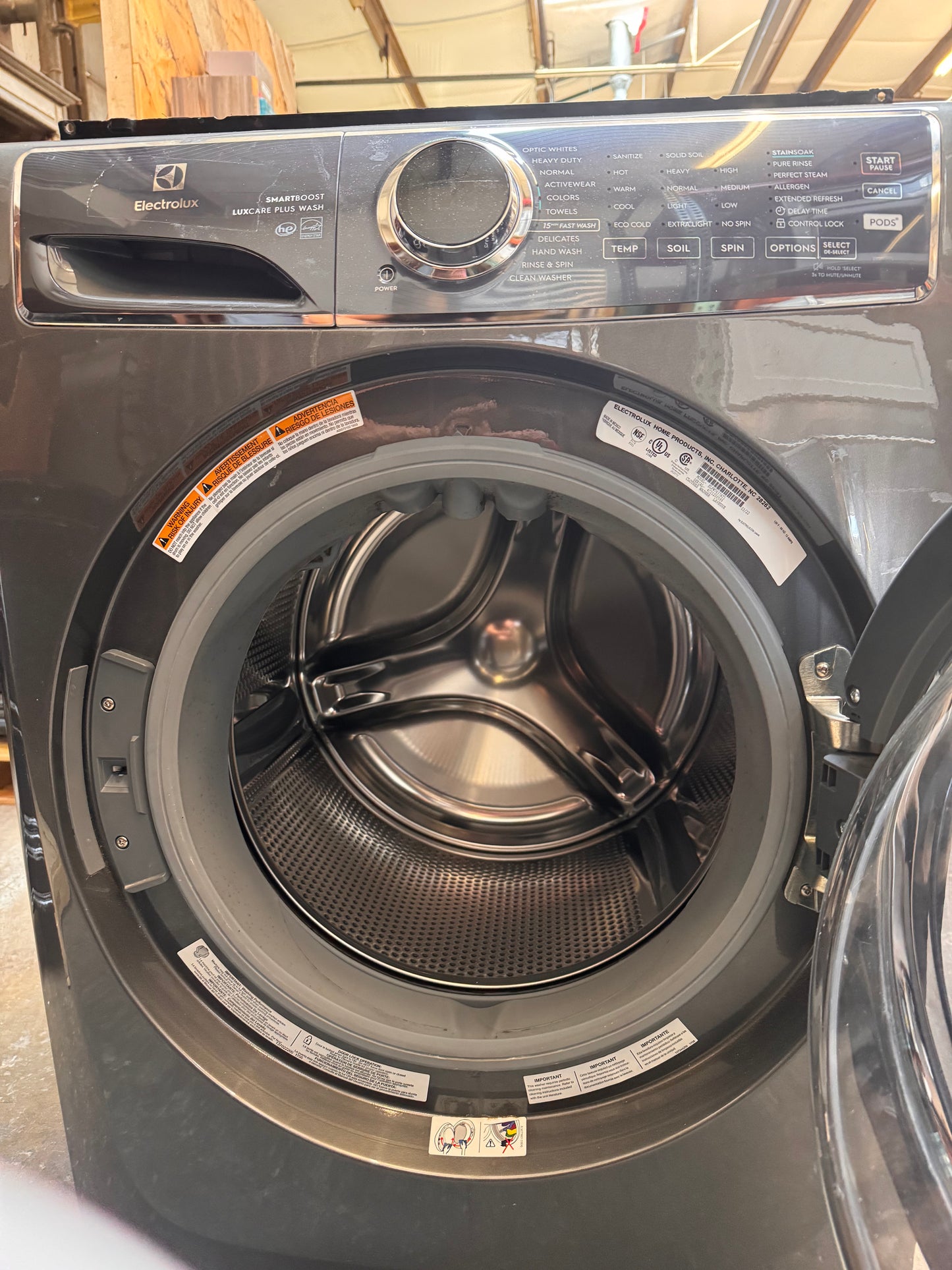 27in Electrolux Front Load Washer Dryer Set, Titanium