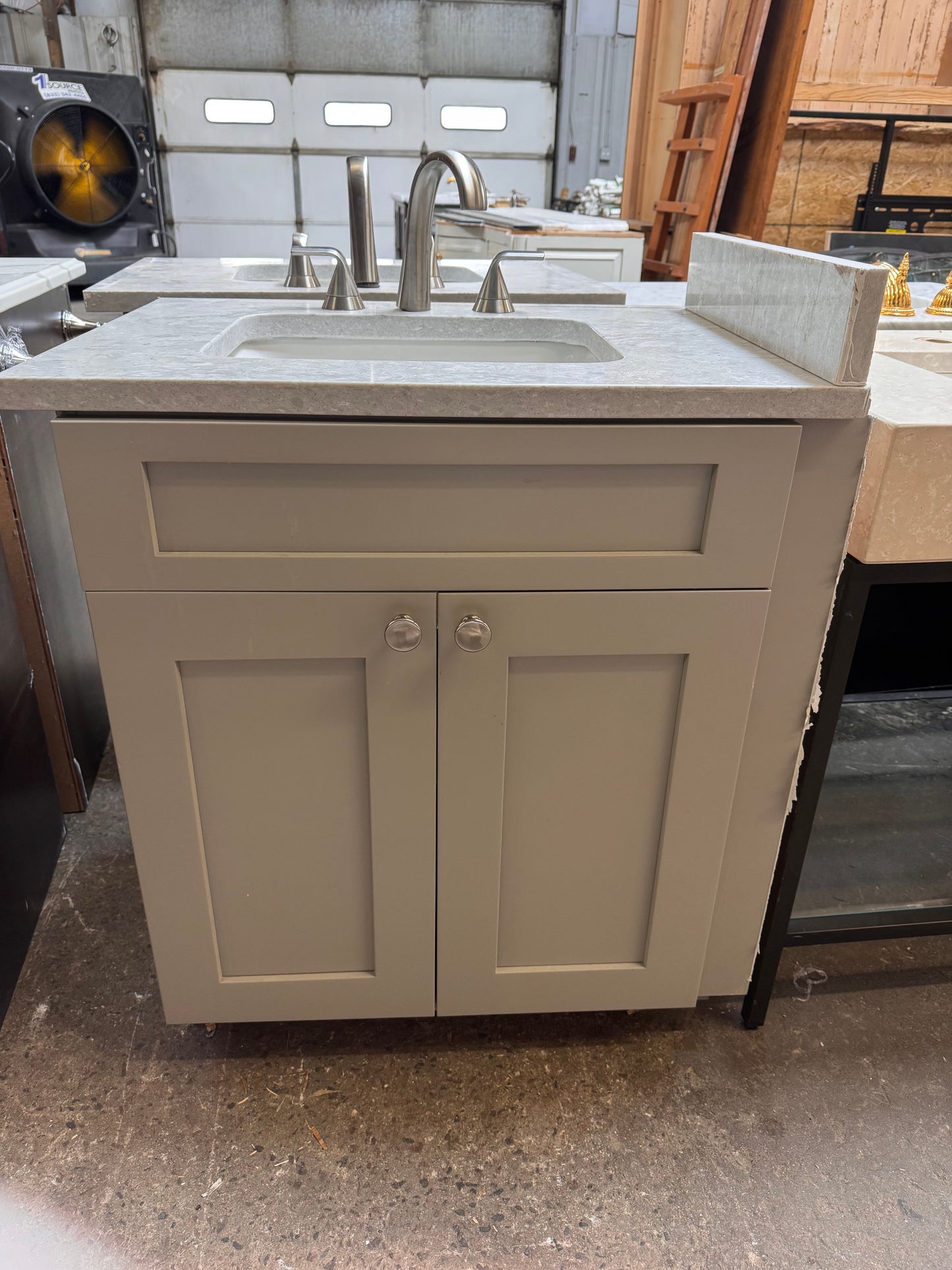 Reclaimed Single Bathroom Vanity, Gray Painted Finish