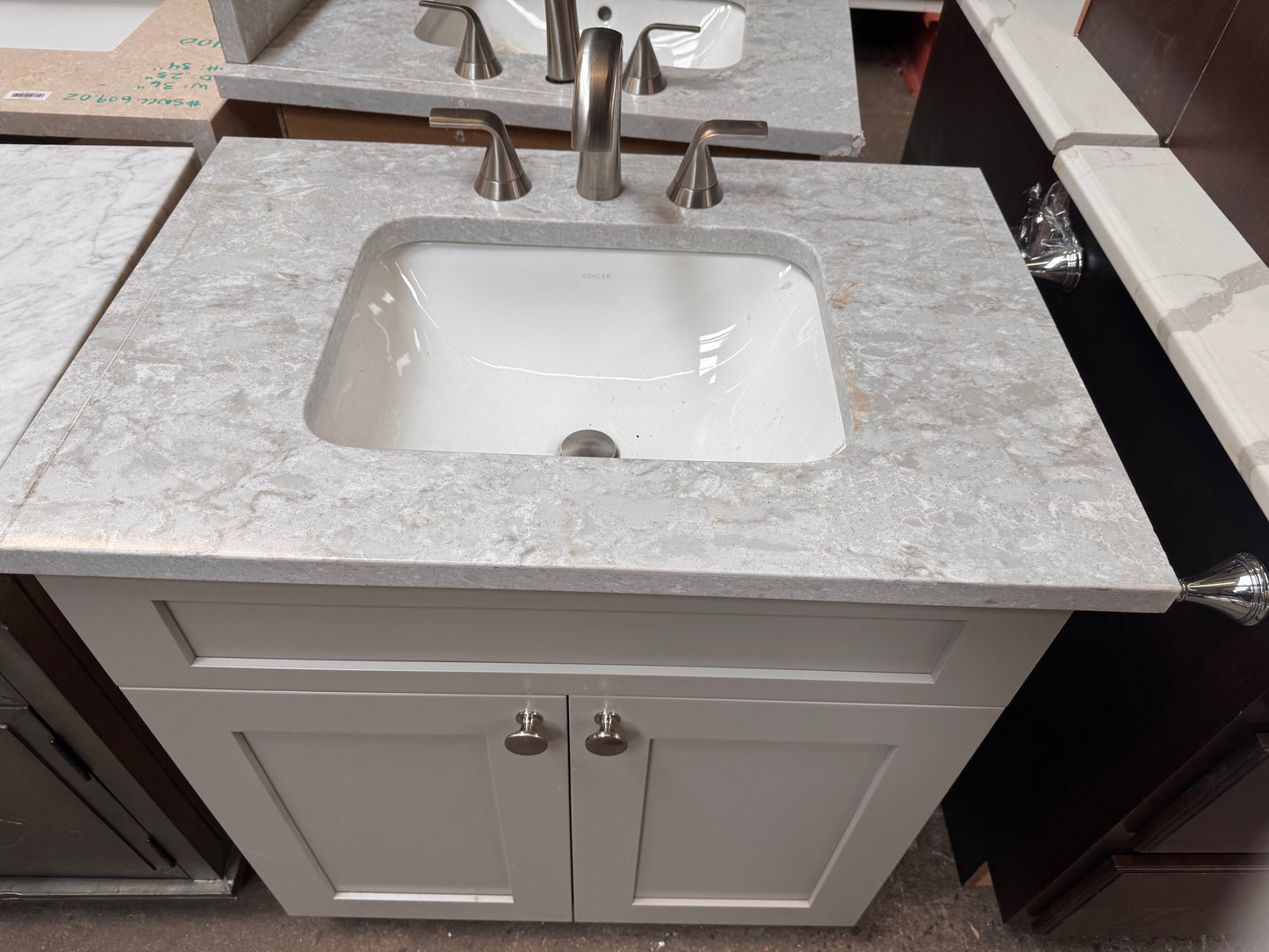 Reclaimed Single Bathroom Vanity, Gray Painted Finish