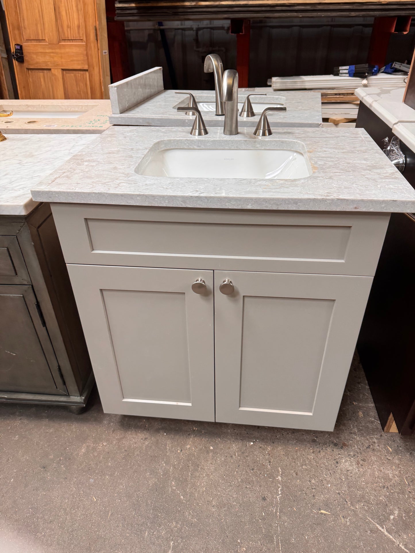 Reclaimed Single Bathroom Vanity, Gray Painted Finish