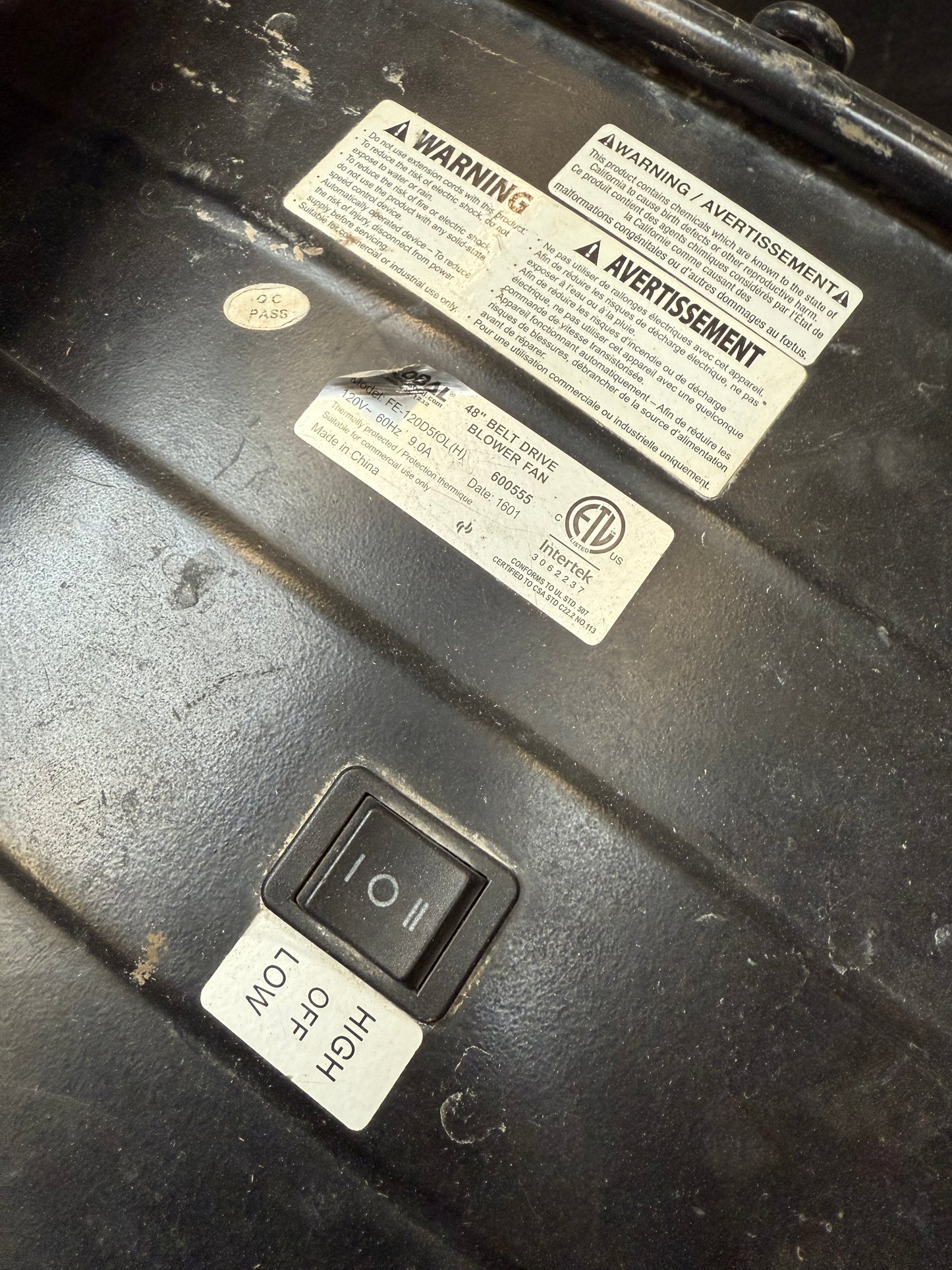 Global Industrial 48" Belt Drive Drum Fan [#E518.01]