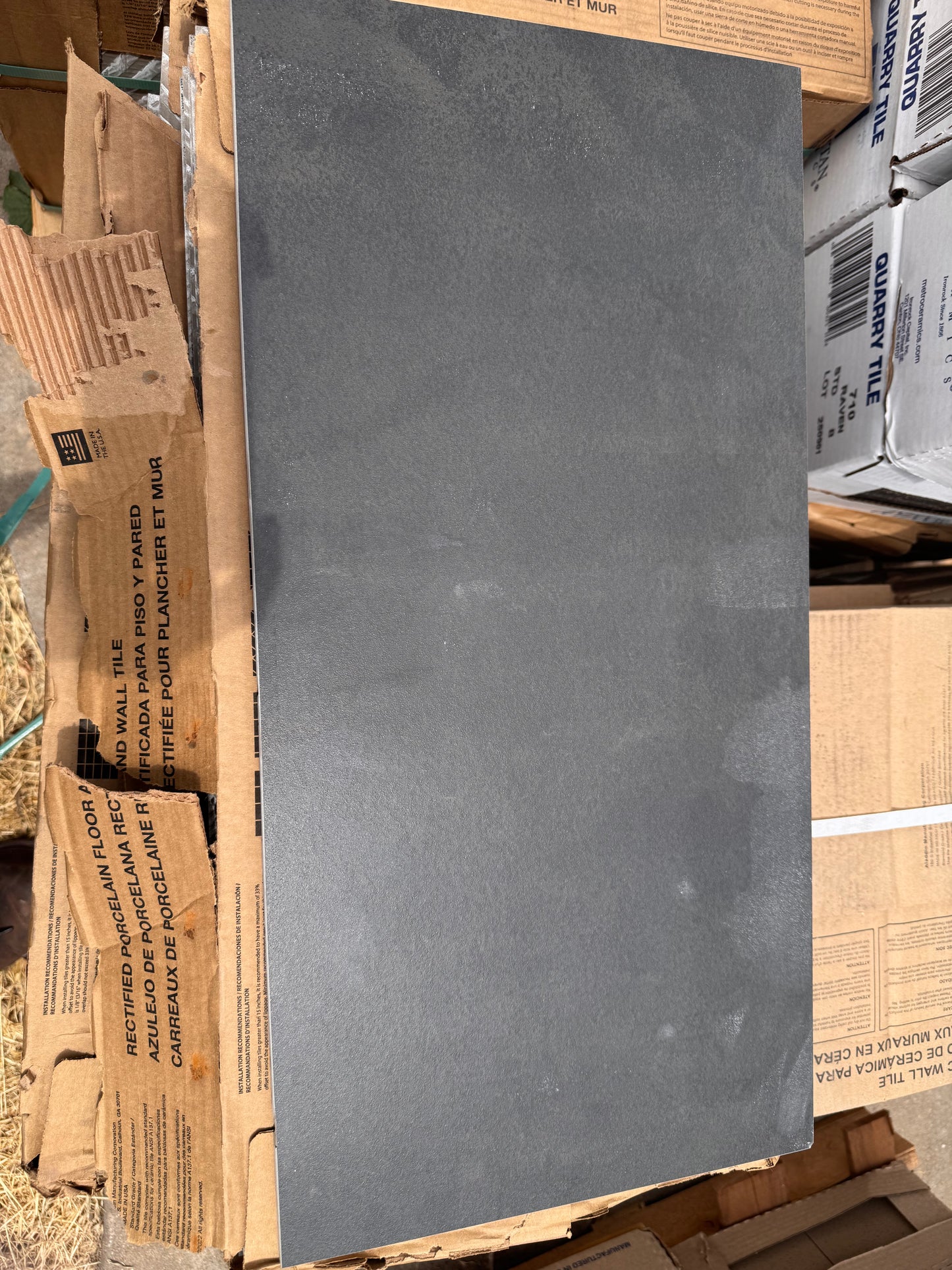 Dal-Tile Rectified Porcelain Tile, 12x24in, Dark Gray Matte, 153 sqft