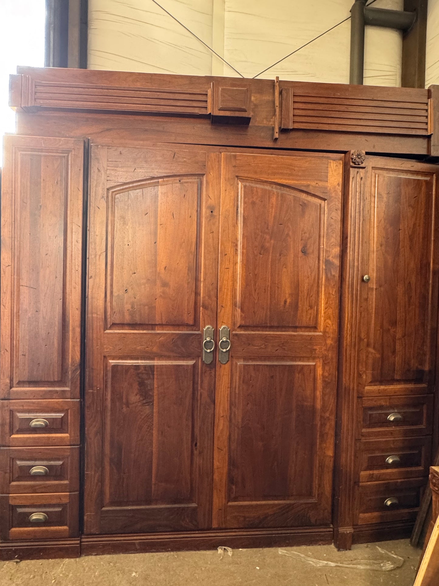 104in Solid Wood Entertainment Center, Natural Finish