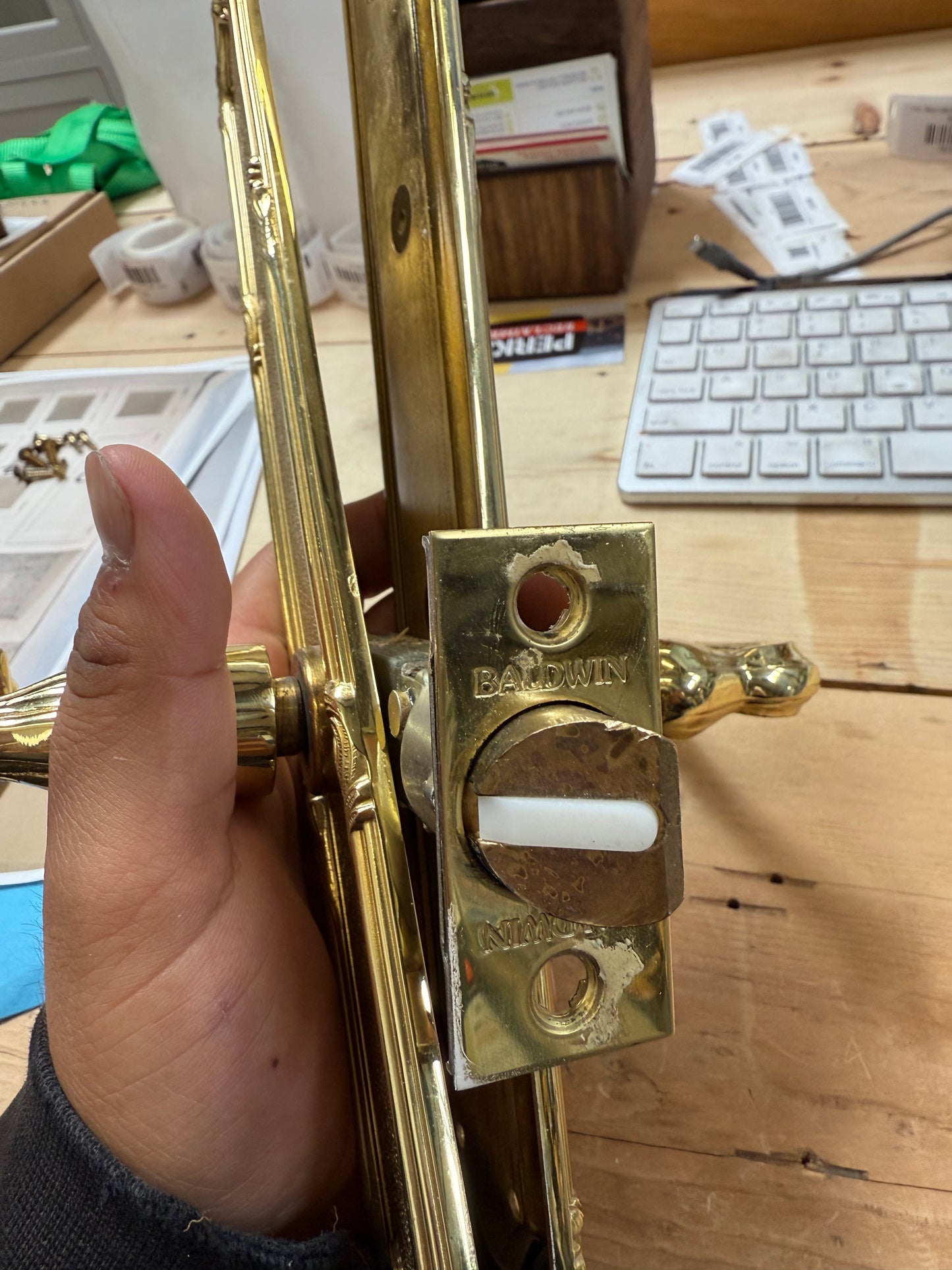 Baldwin Estate Passage Lever Set, Polished Brass [#E519.01]