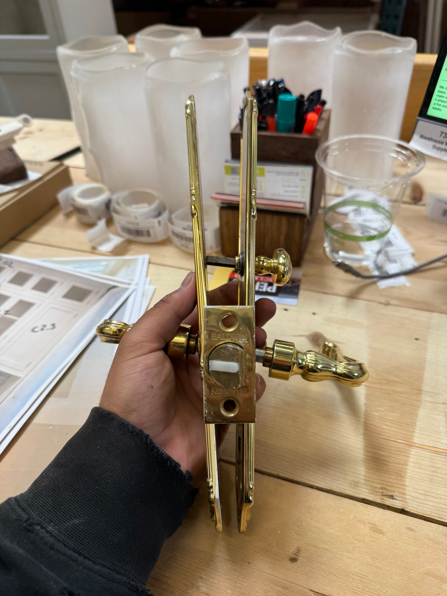 Baldwin Estate Privacy Lever Set, Polished Brass [#E519.02]