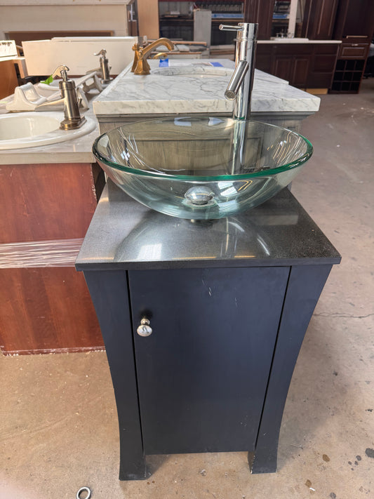 18in Vessel Sink Vanity, Black Finish