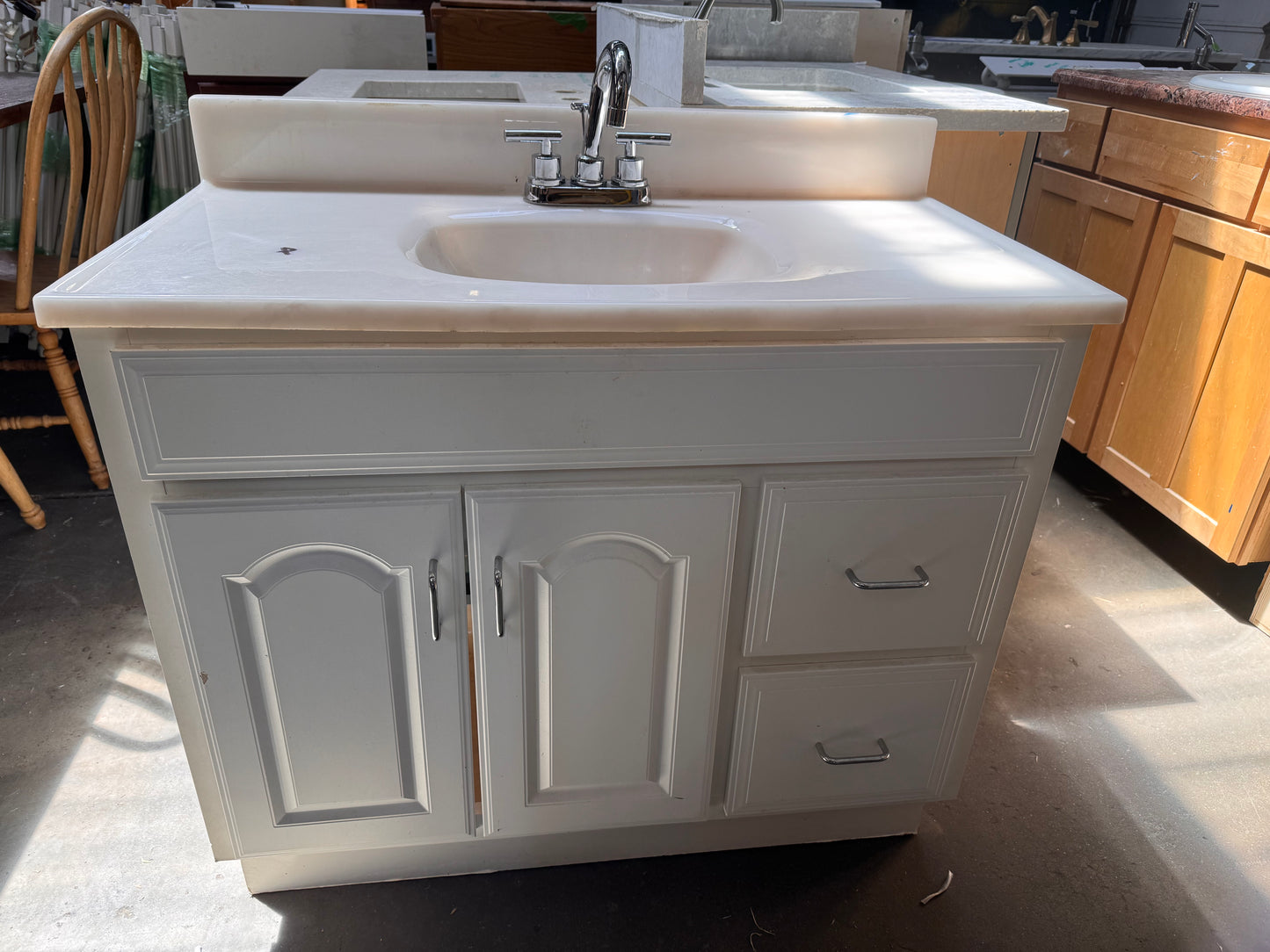 36in Bathroom Vanity, White Painted Finish
