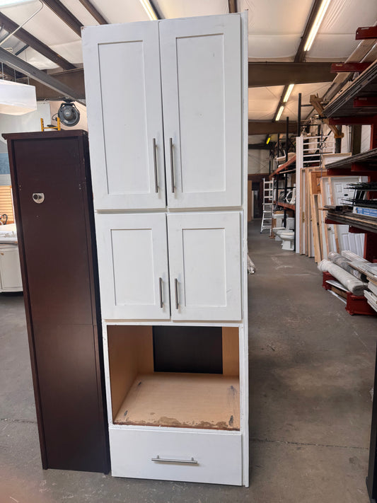 94.5in Tall Appliance Cabinet, White Painted Finish