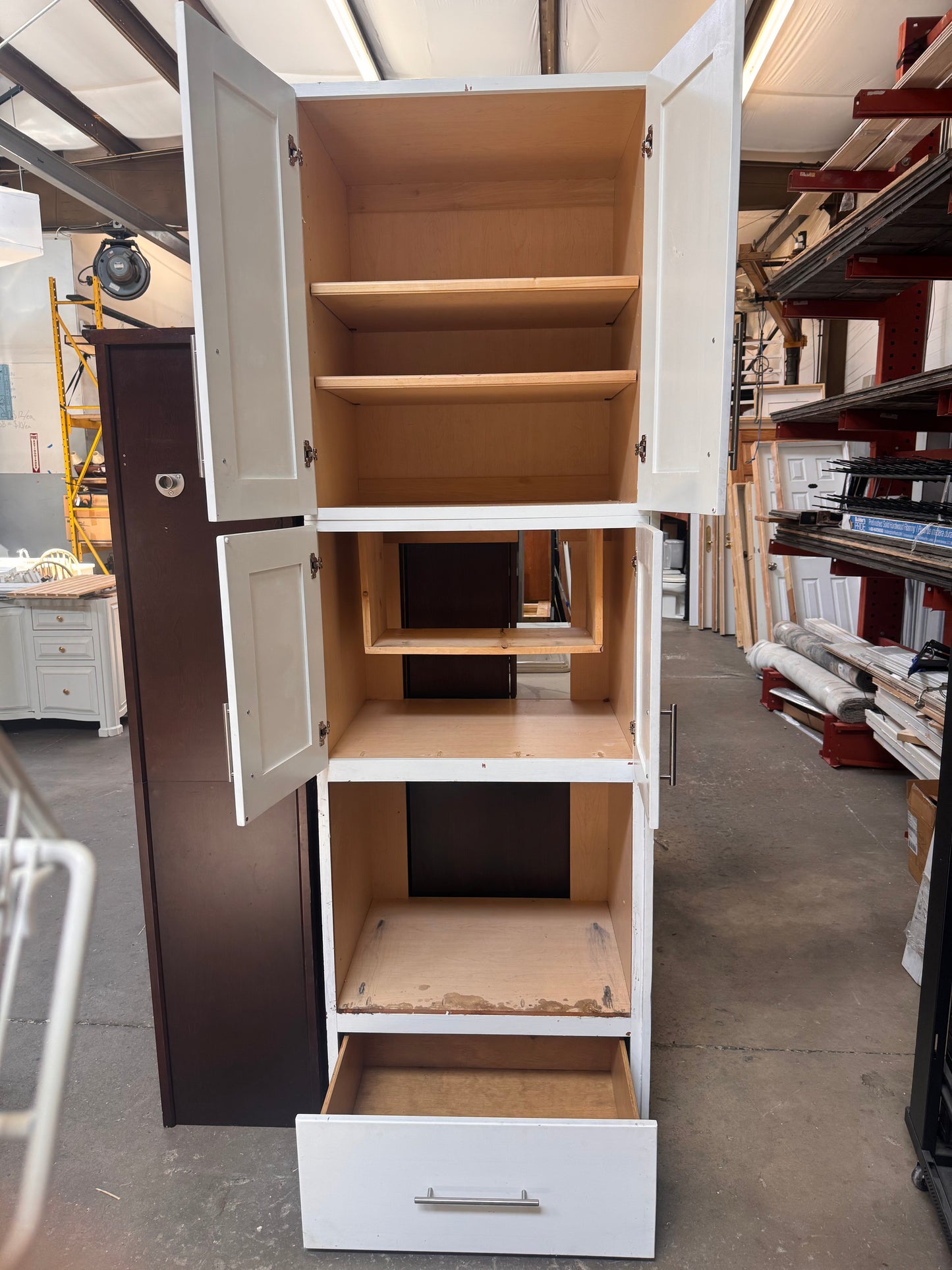 94.5in Tall Appliance Cabinet, White Painted Finish