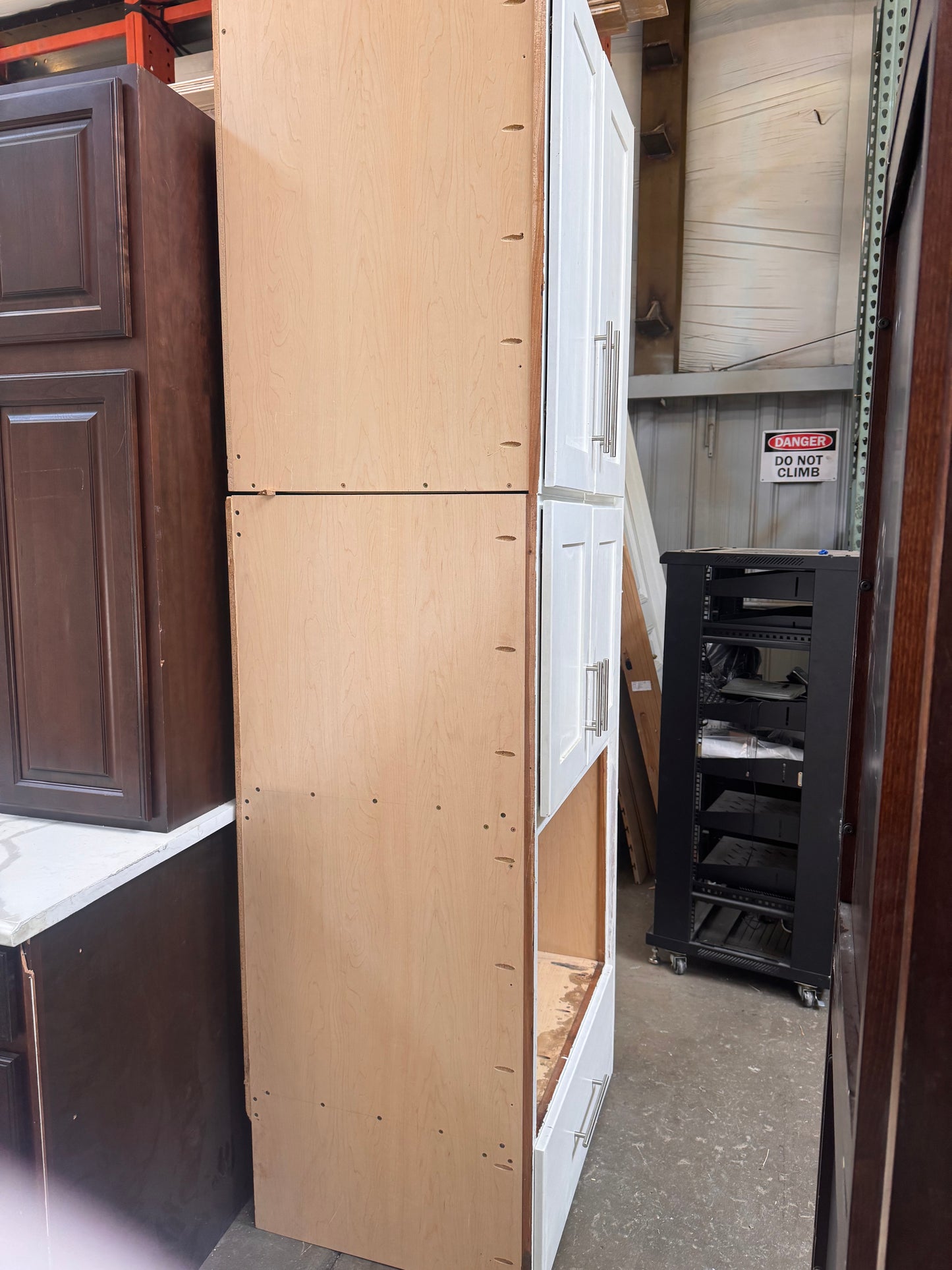 94.5in Tall Appliance Cabinet, White Painted Finish