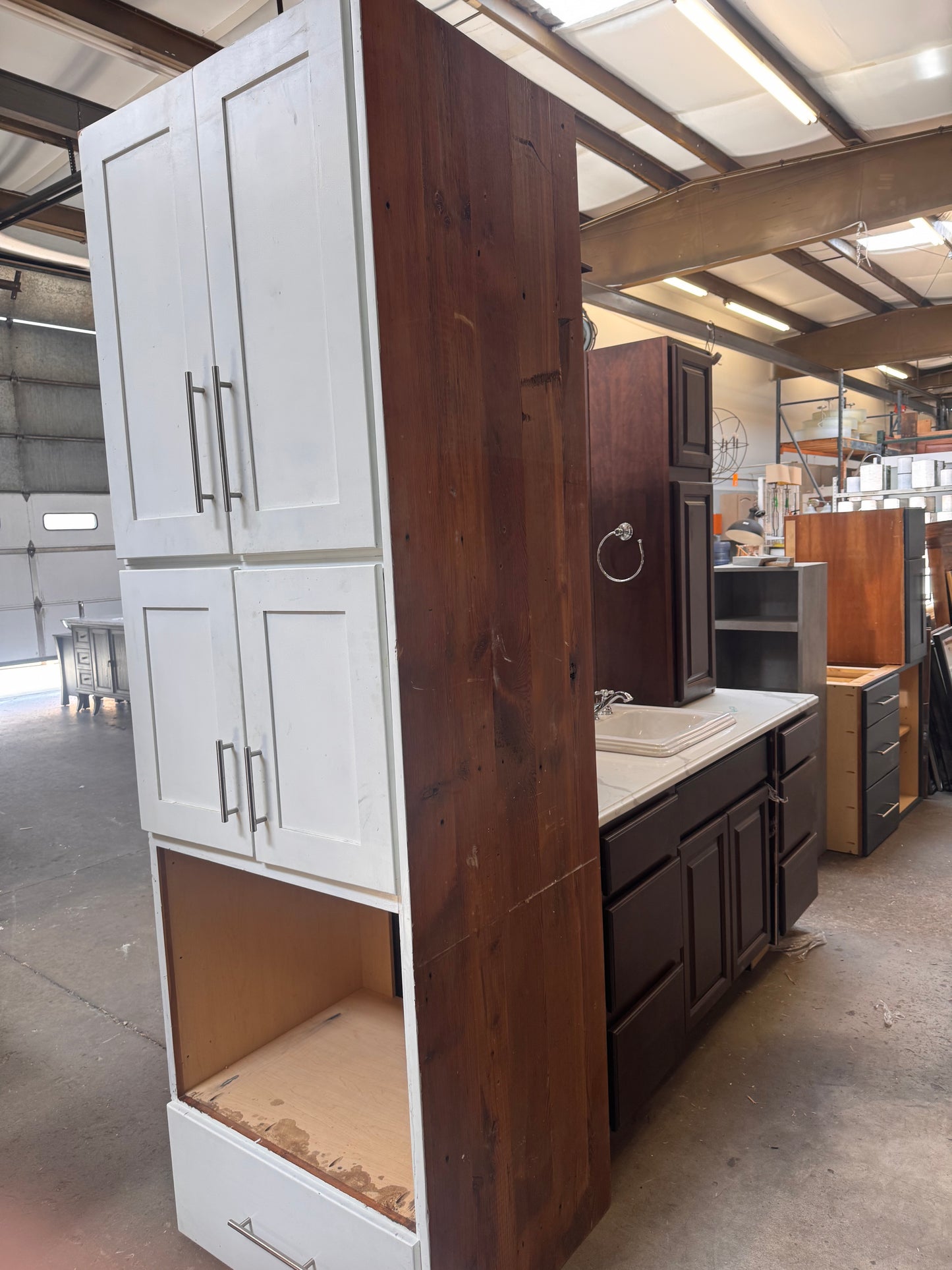 94.5in Tall Appliance Cabinet, White Painted Finish