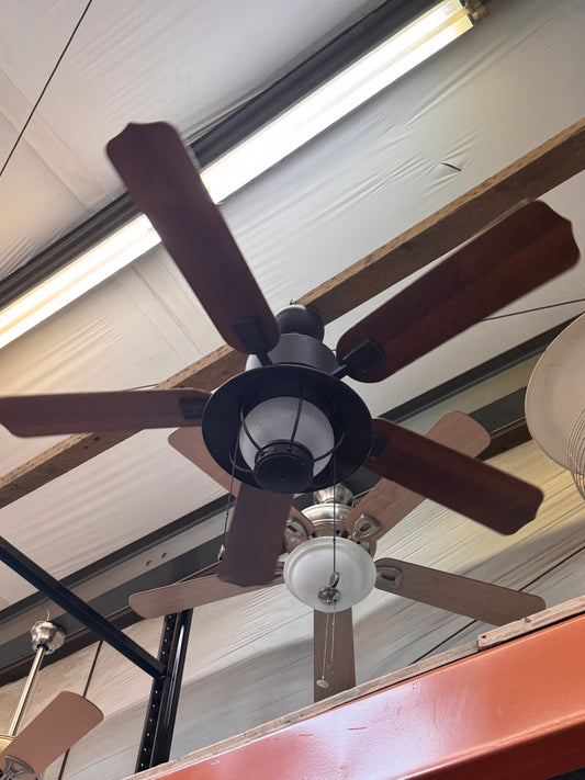 52" Ceiling Fan with Light Kit, Dark Wood and Black