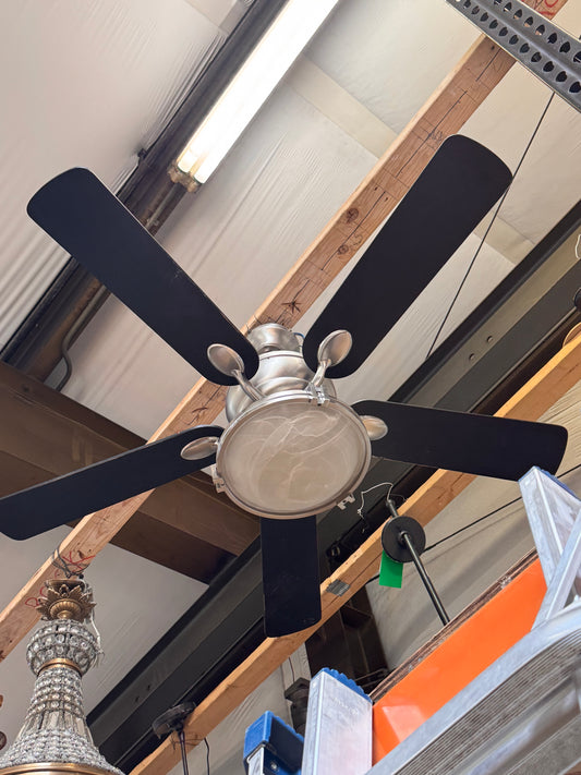 52" Ceiling Fan with Light Kit, Brushed Nickel and Black