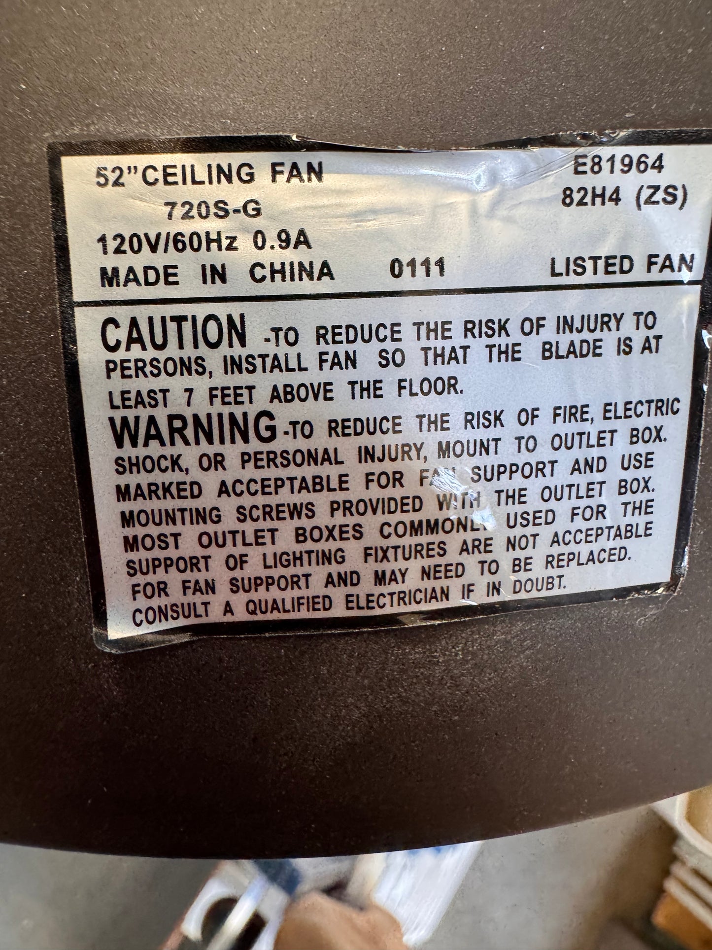 52" Ceiling Fan with Light Kit, Dark Wood and Black