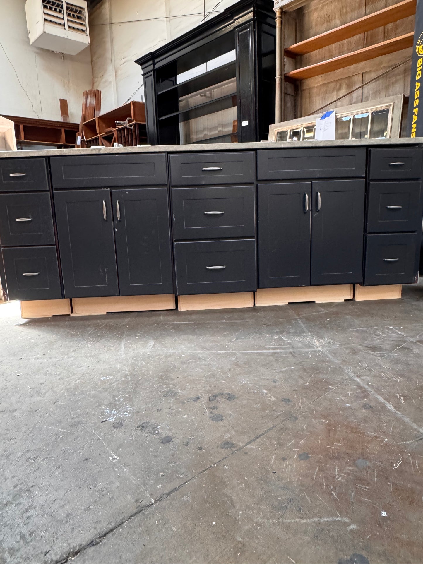 92.5in Double Sink Vanity, Black Finish
