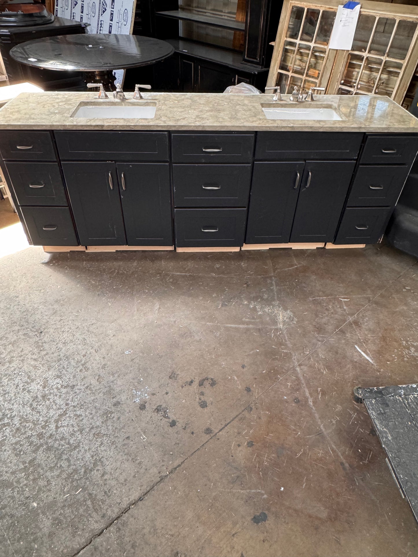92.5in Double Sink Vanity, Black Finish