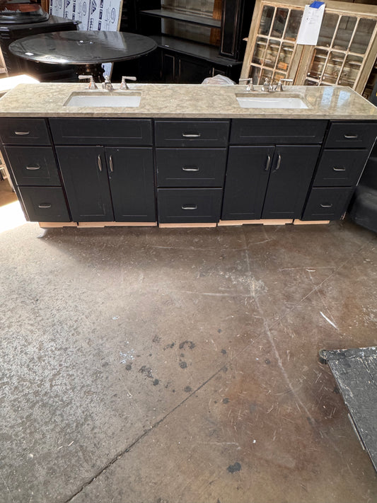 92.5in Double Sink Vanity, Black Finish