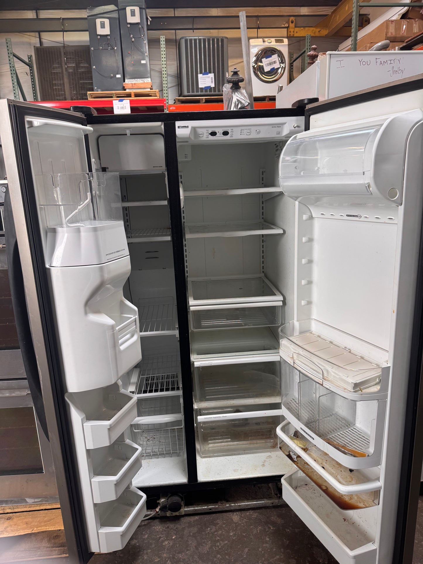 Reclaimed Kenmore Side by Side Refrigerator, Stainless Steel