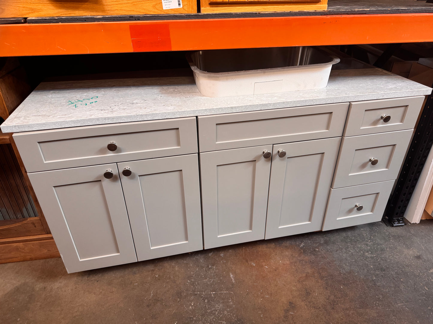 72in Wet Bar Cabinet, Gray Painted Finish