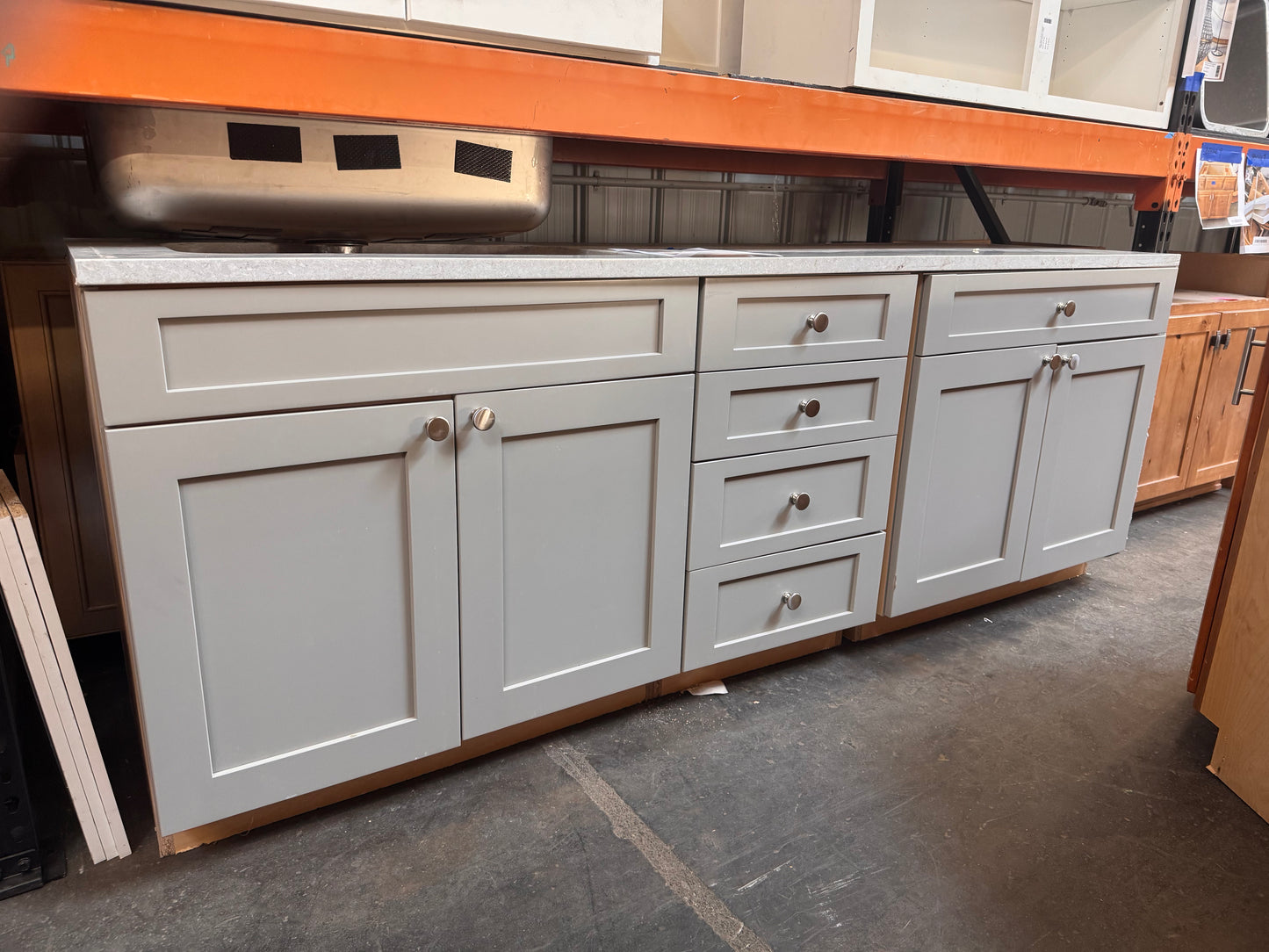 95.5in Wet Bar Cabinet, Gray Painted Finish