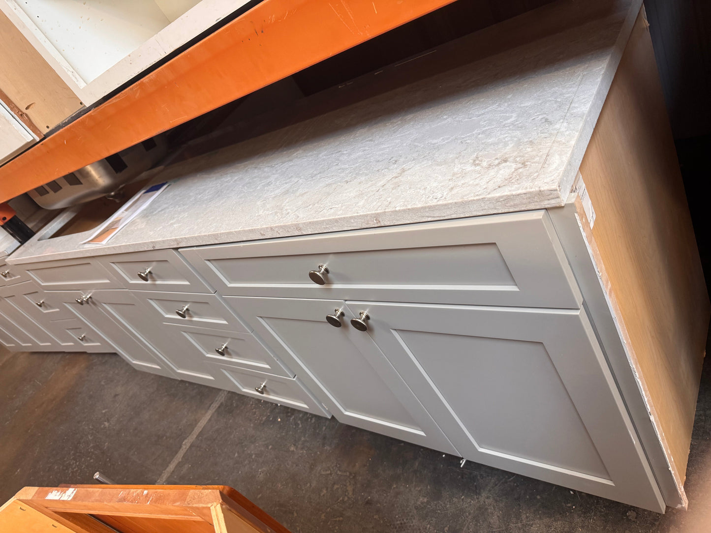 95.5in Wet Bar Cabinet, Gray Painted Finish
