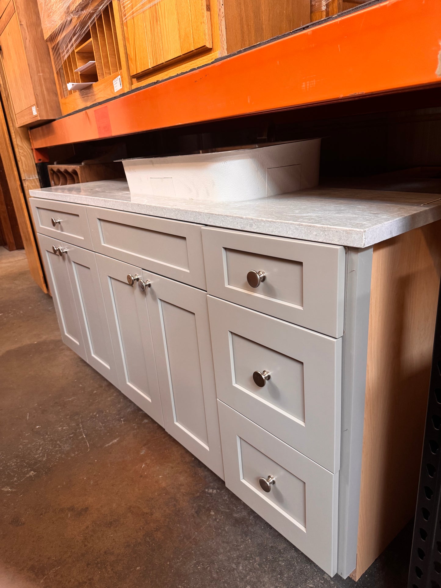 72in Wet Bar Cabinet, Gray Painted Finish