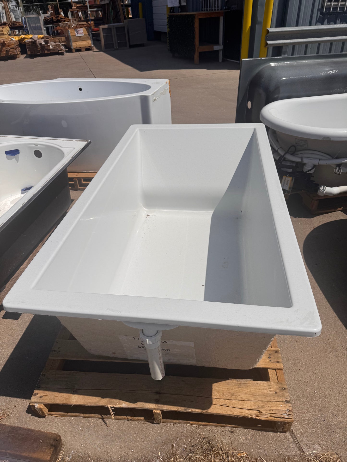 Reclaimed Drop-In Soaking Tub, 66 Inch White