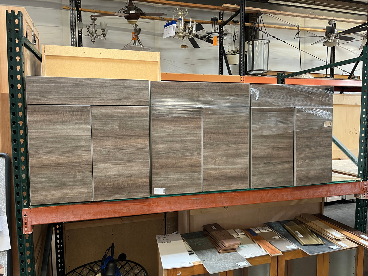 Set of 3 27in Base Cabinet, Gray and White Two-Tone Finish