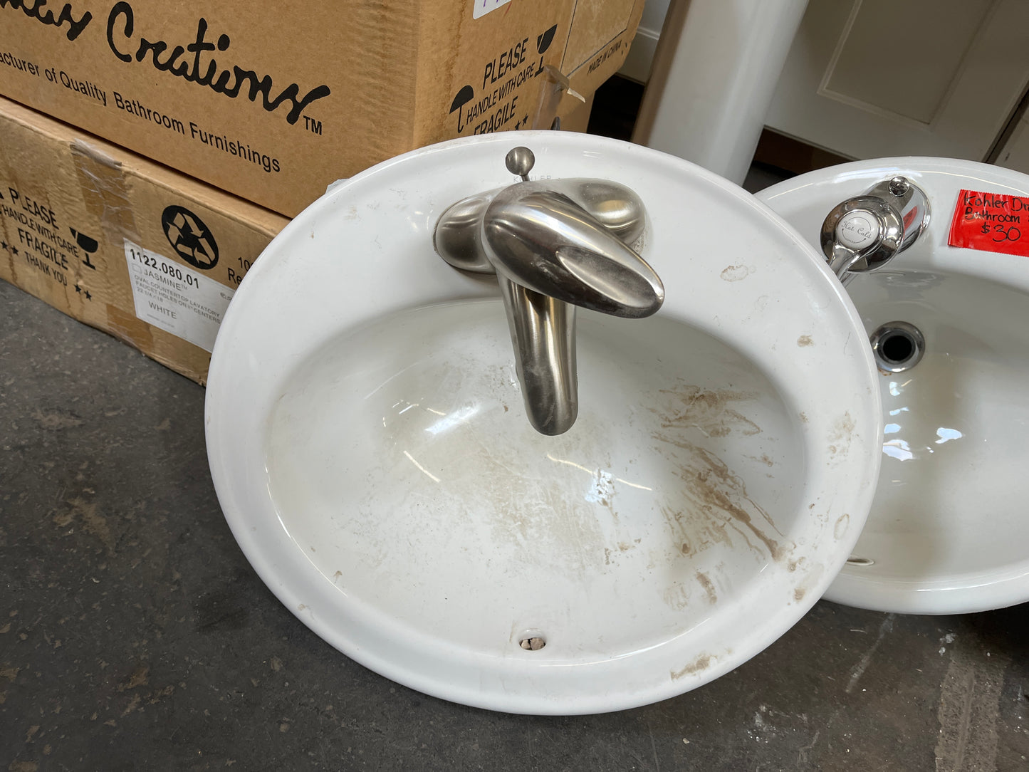 Kohler K-2196 Drop-In Bathroom Sink with Faucet – White Porcelain [#KS001+2]