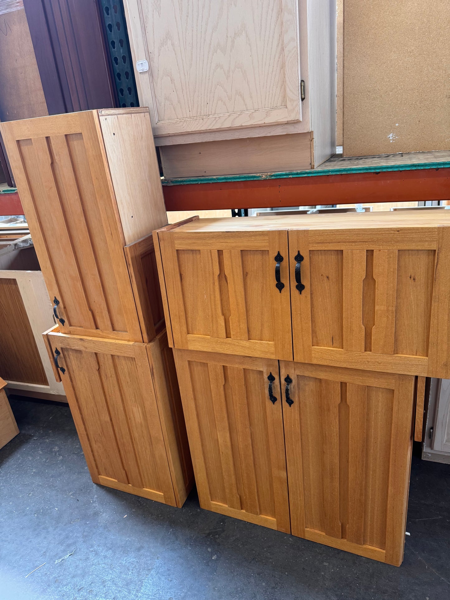12ft Reclaimed Kitchen Cabinet Set, Blond Oak
