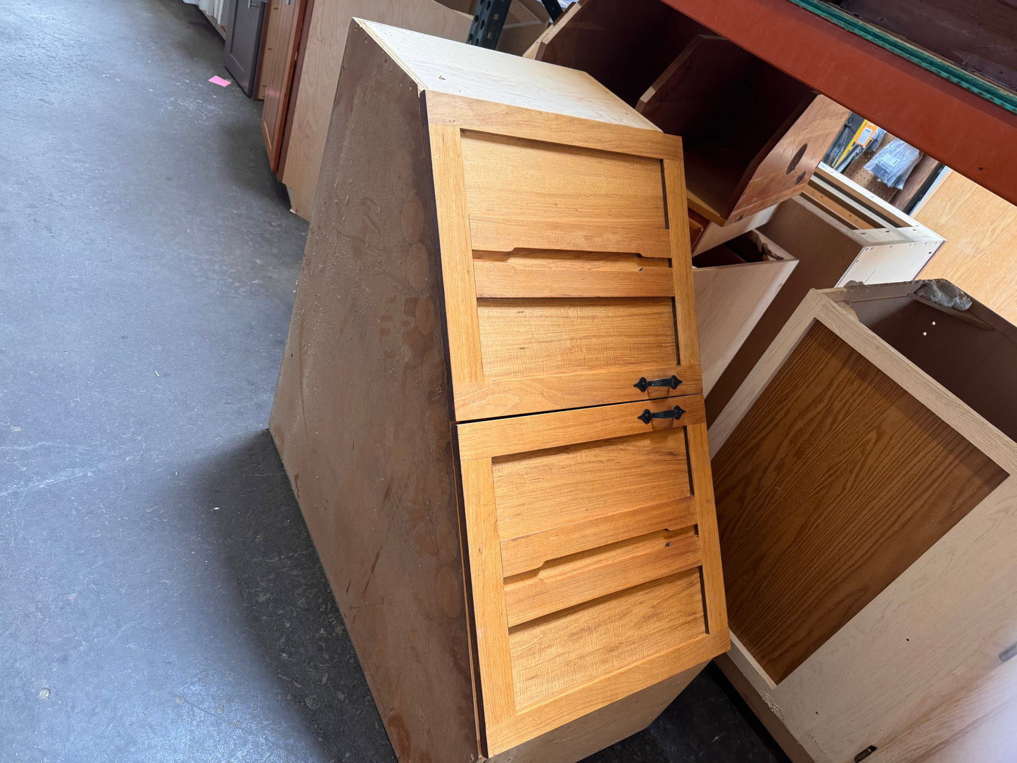 12ft Reclaimed Kitchen Cabinet Set, Blond Oak