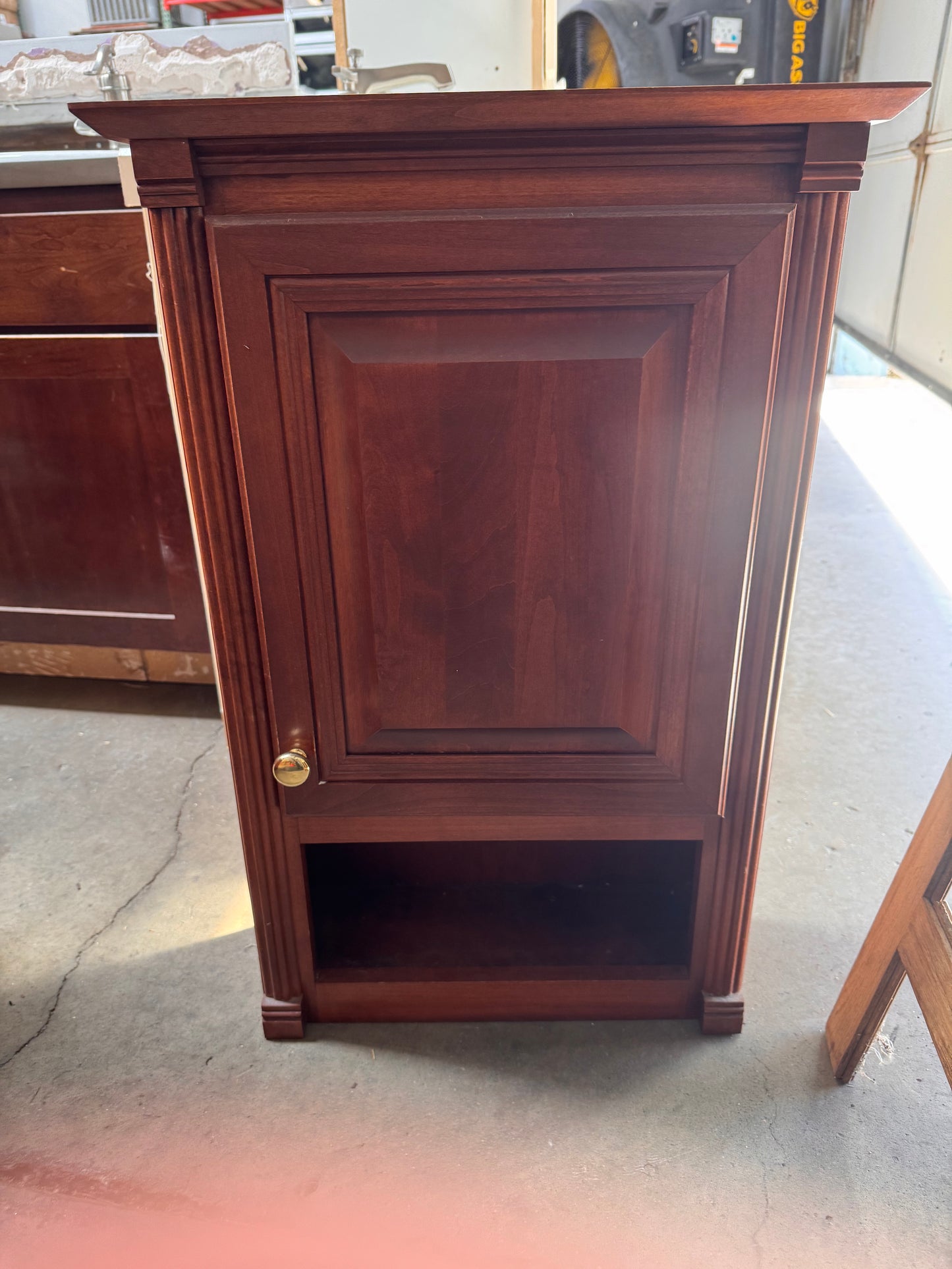 36in Cherry Vanity with Matching Wall Cabinet, Cultured Marble Top
