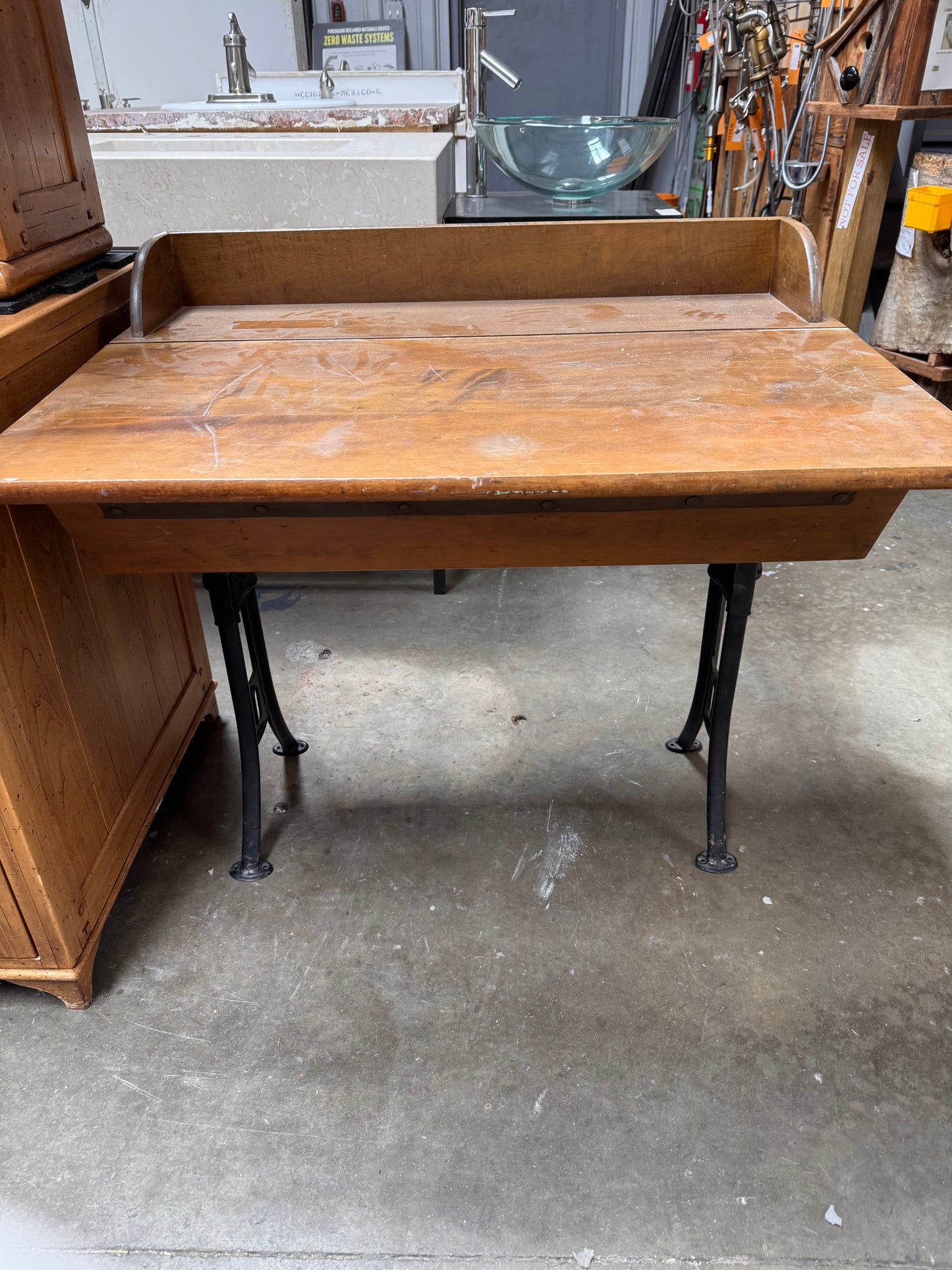 American Seating Company Industrial Drafting Table, Cast Iron Pedestal, 1930s