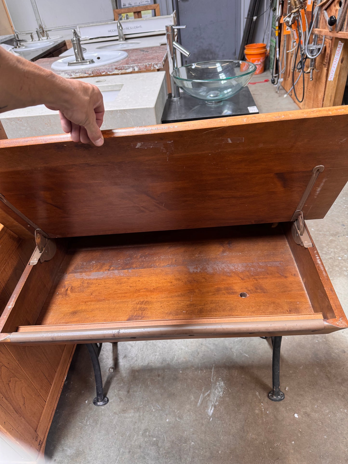 American Seating Company Industrial Drafting Table, Cast Iron Pedestal, 1930s