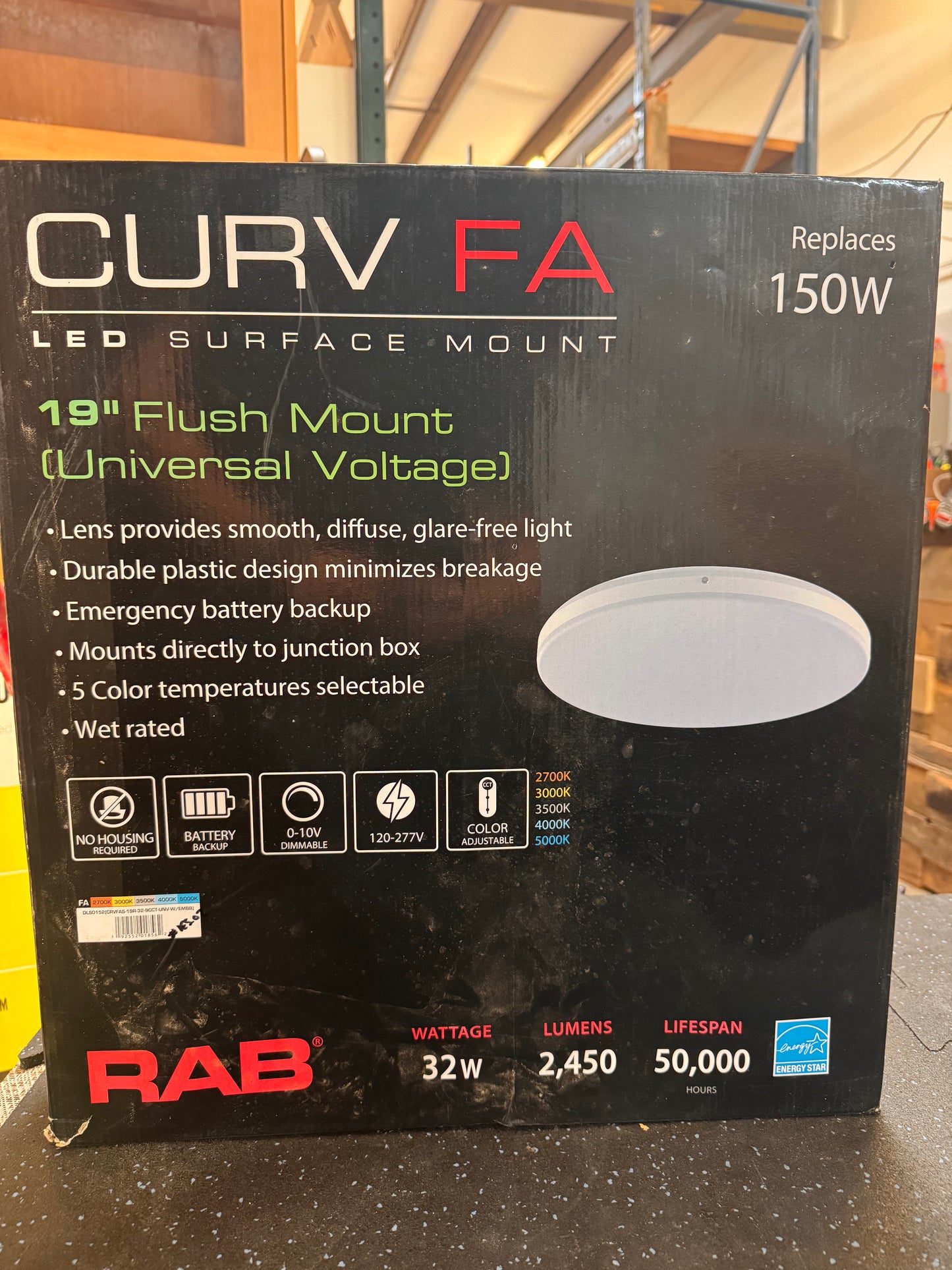 19in LED Flush Mount Ceiling Light, 5 Color Options