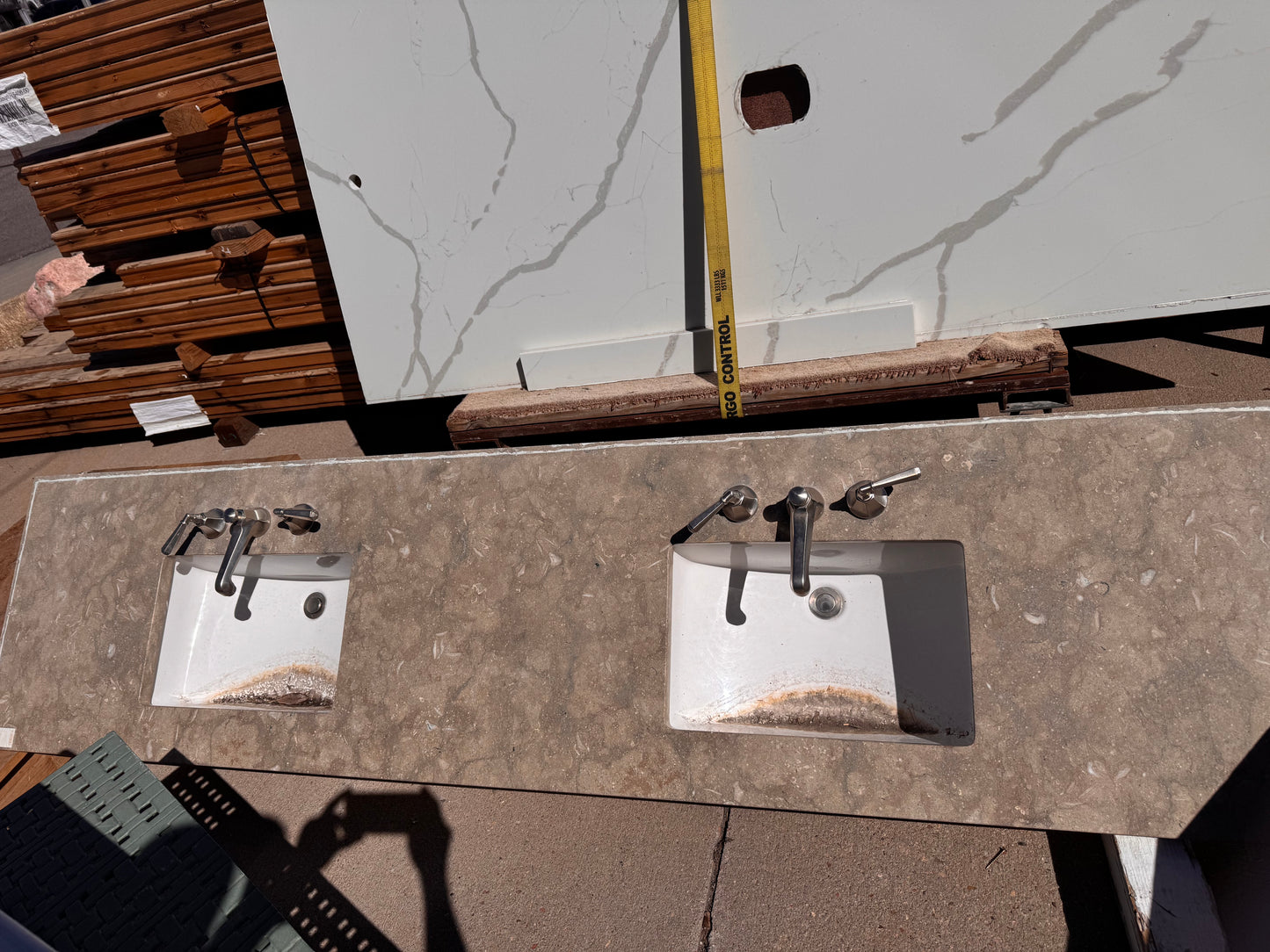 92.5in Double Sink Granite Vanity Top