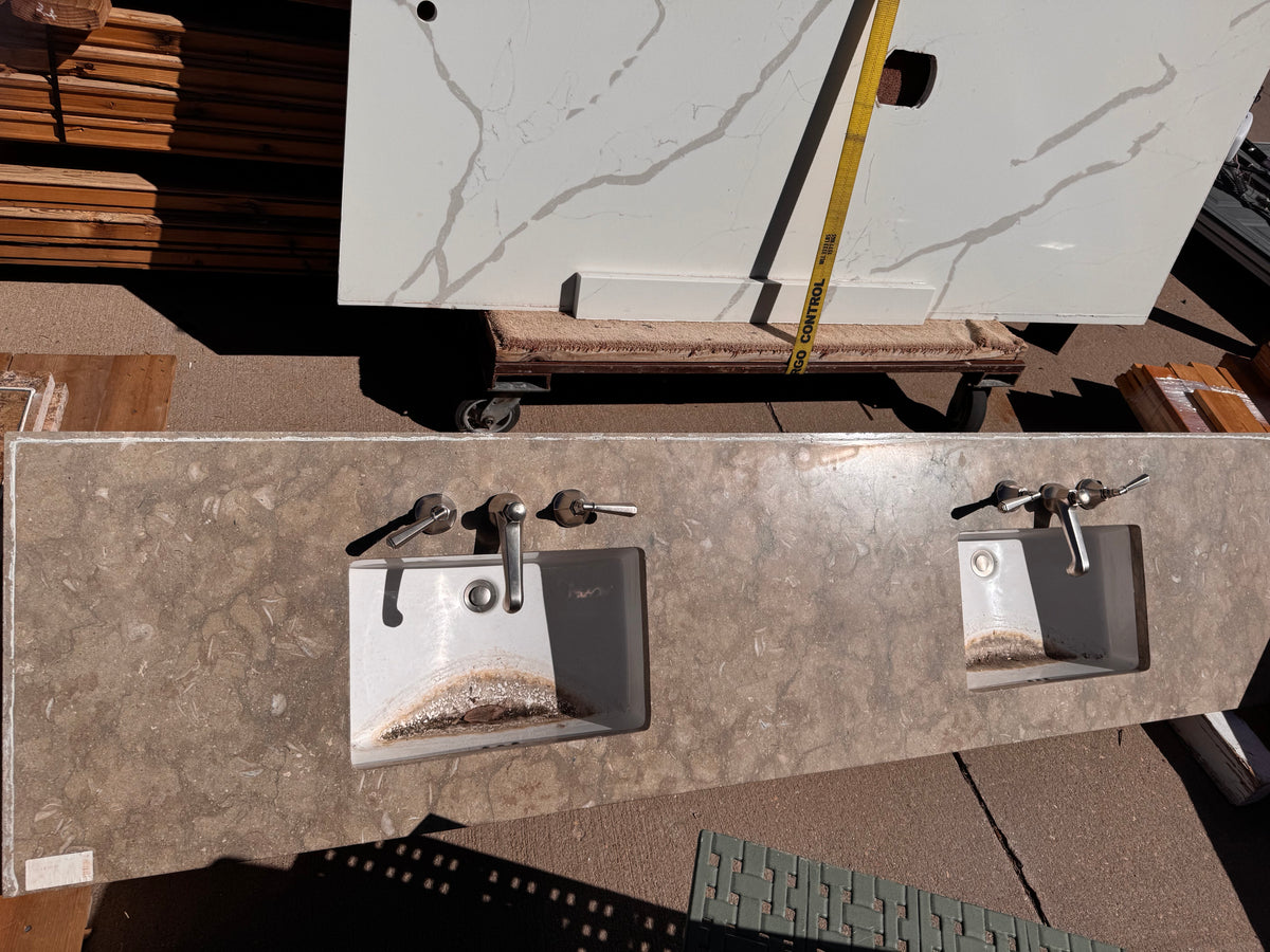 92.5in Double Sink Granite Vanity Top