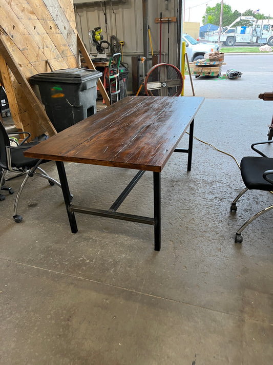Reclaimed Oak Semi Trailer Plank Table [#E508.08]