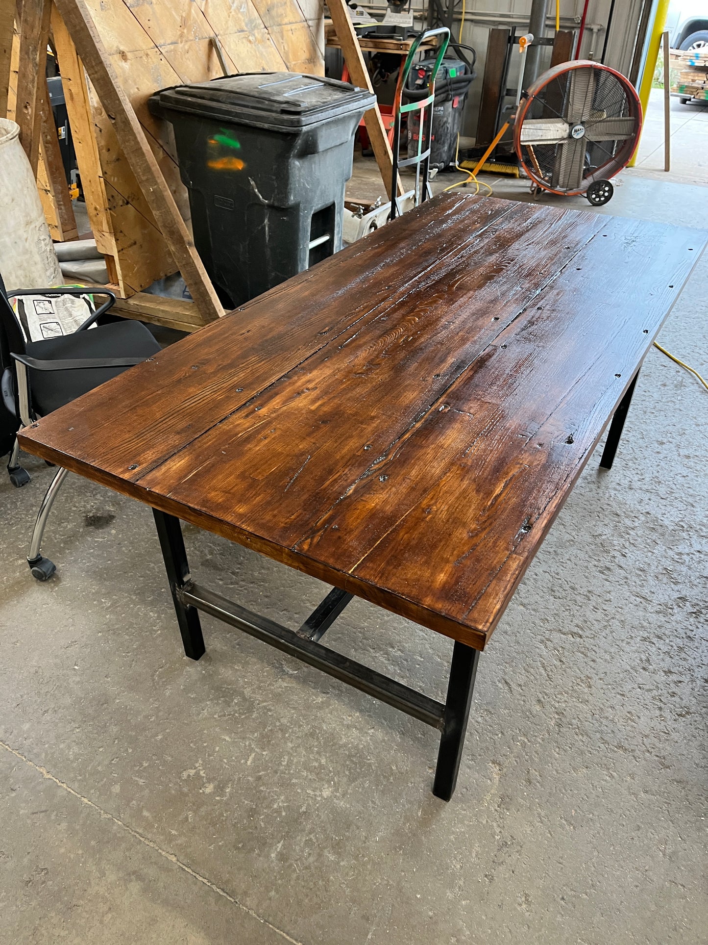 Reclaimed Oak Semi Trailer Plank Table [#E508.08]