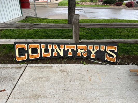 Large Vintage Style "COUNTRY'S" Wooden Sign – 7' 7" x 18 1/4" x 2" [1002.68]