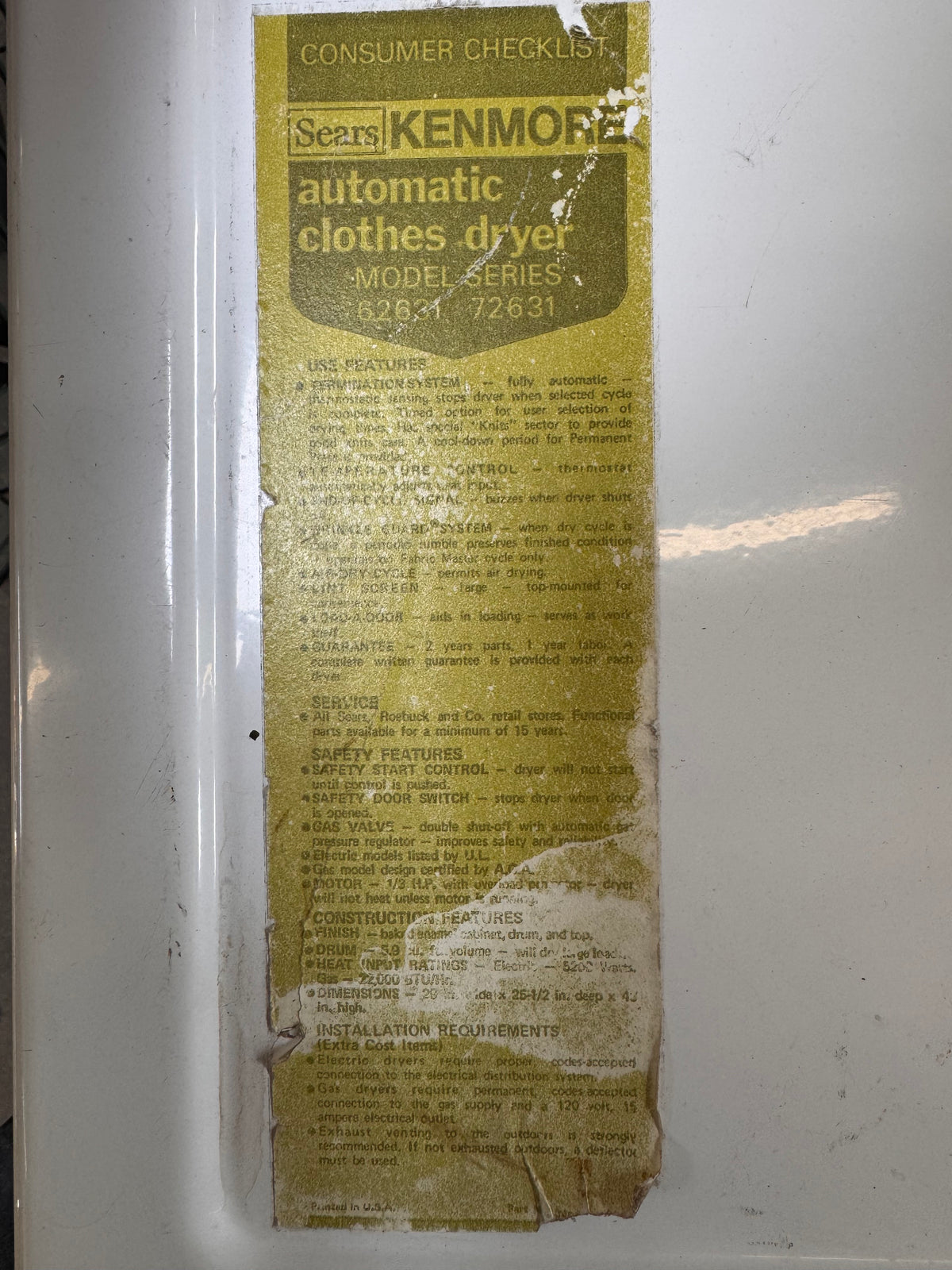 Reclaimed Kenmore Heavy Duty Gas Dryer, White
