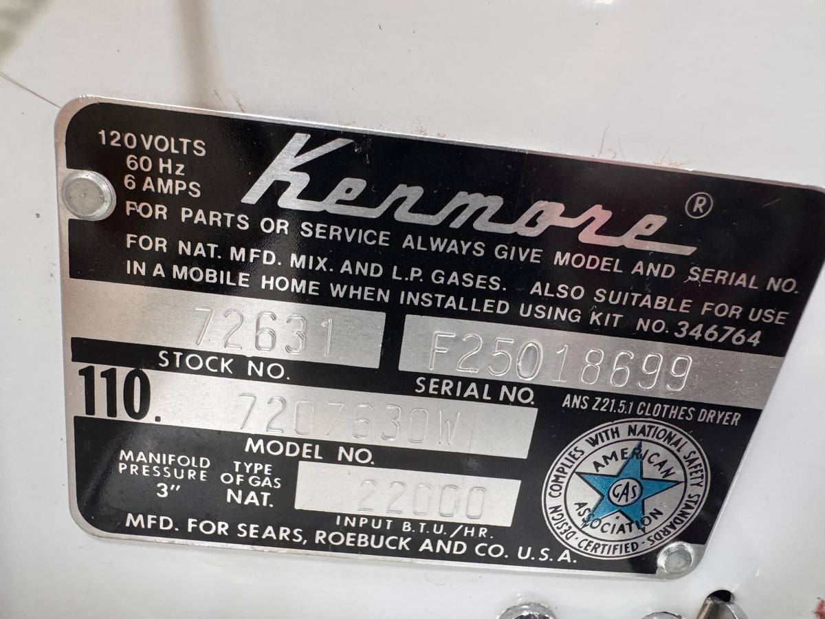 Reclaimed Kenmore Heavy Duty Gas Dryer, White