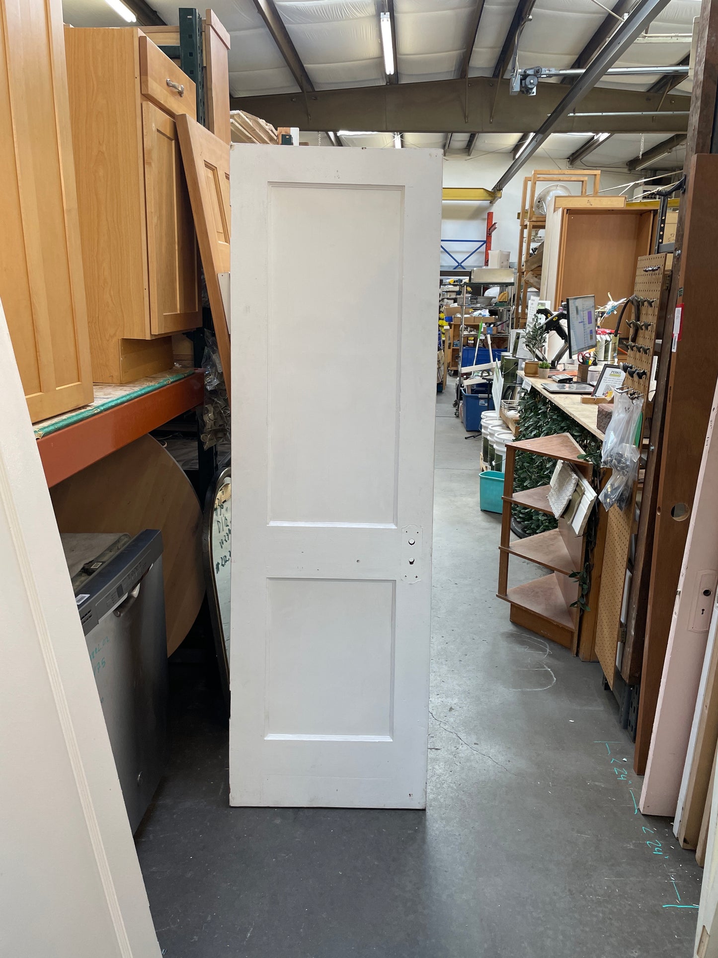 Antique 2 Panel Interior Hollow Core Slab Door, Painted White [#J218.04]