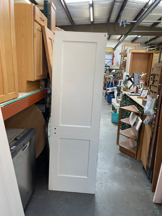 Antique 2 Panel Interior Hollow Core Slab Door, Painted White [#J218.04]