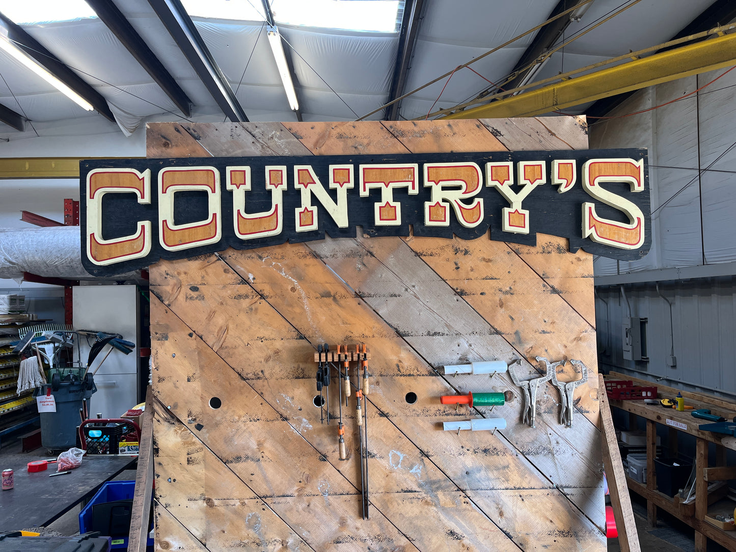 Large Vintage Style "COUNTRY'S" Wooden Sign – 7' 7" x 18 1/4" x 2" [1002.68]