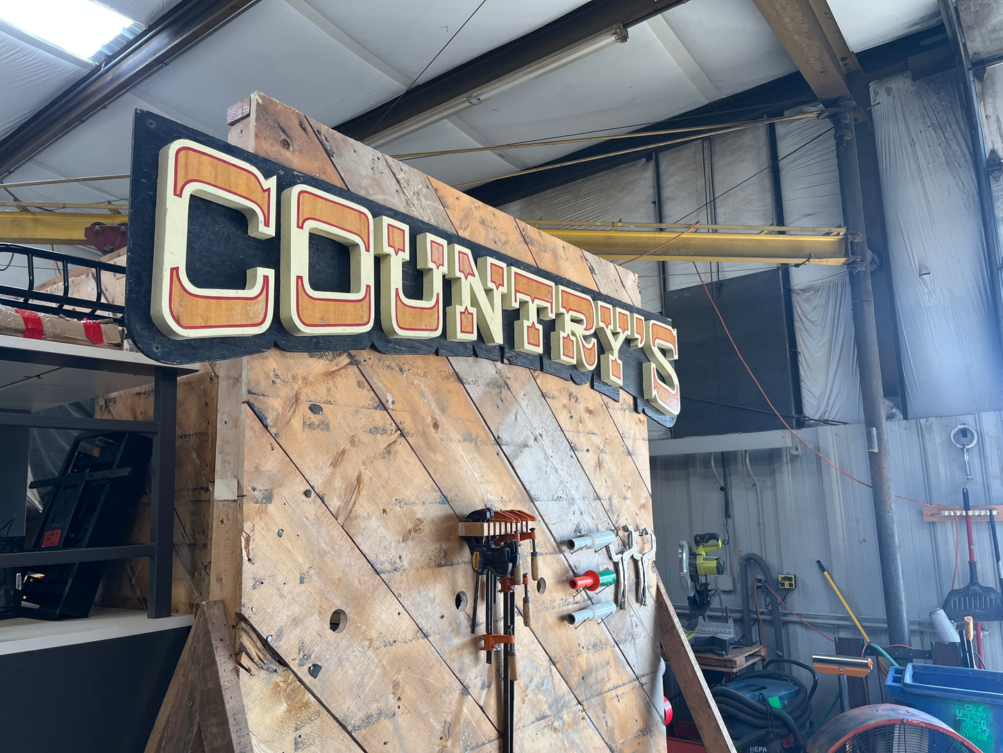 Large Vintage Style "COUNTRY'S" Wooden Sign – 7' 7" x 18 1/4" x 2" [1002.68]